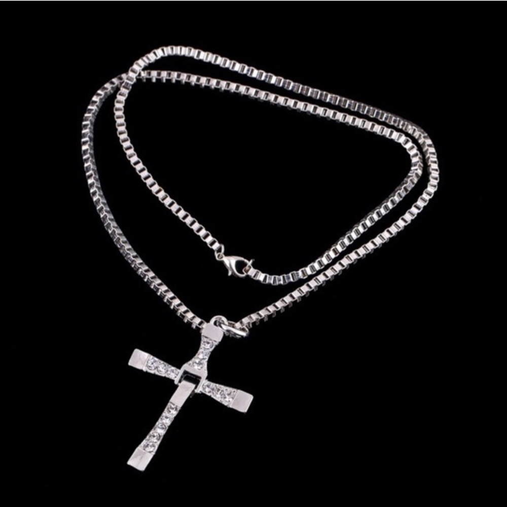Silver Men's Cross Necklace - Picture 4 of 8